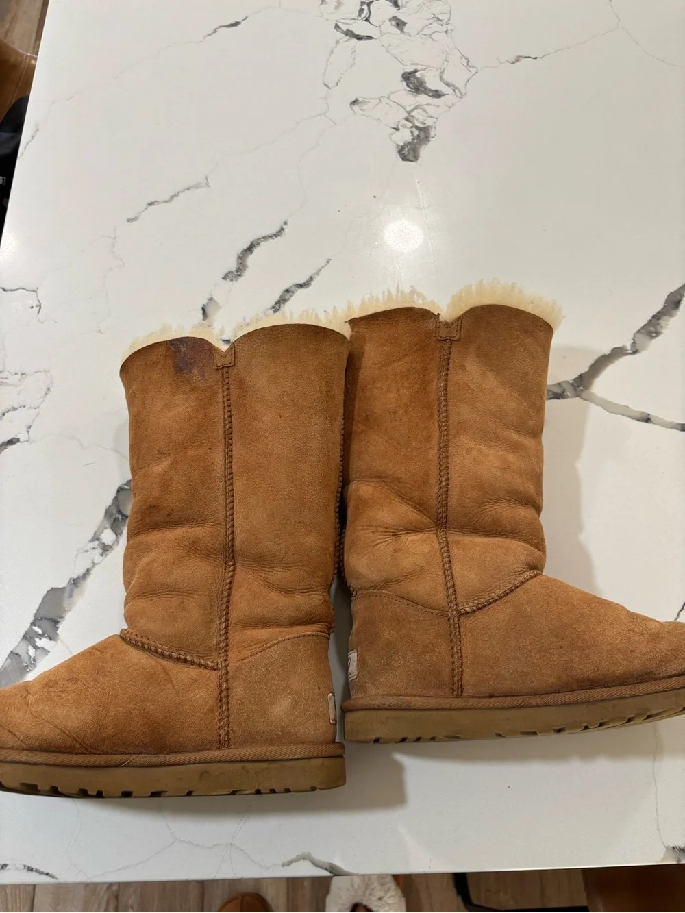 UGG Women's Chestnut Button-Front Sheepskin Mid-Calf Boots